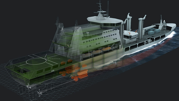 3D cutaway illustration of Aegir ship by Defence Imaging